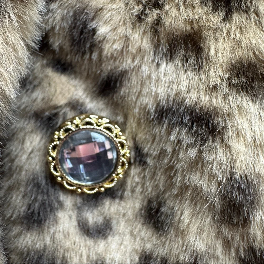 Biscotti Collezioni Girls 3-Piece Leopard Faux Fur Coat Dress Set NWT